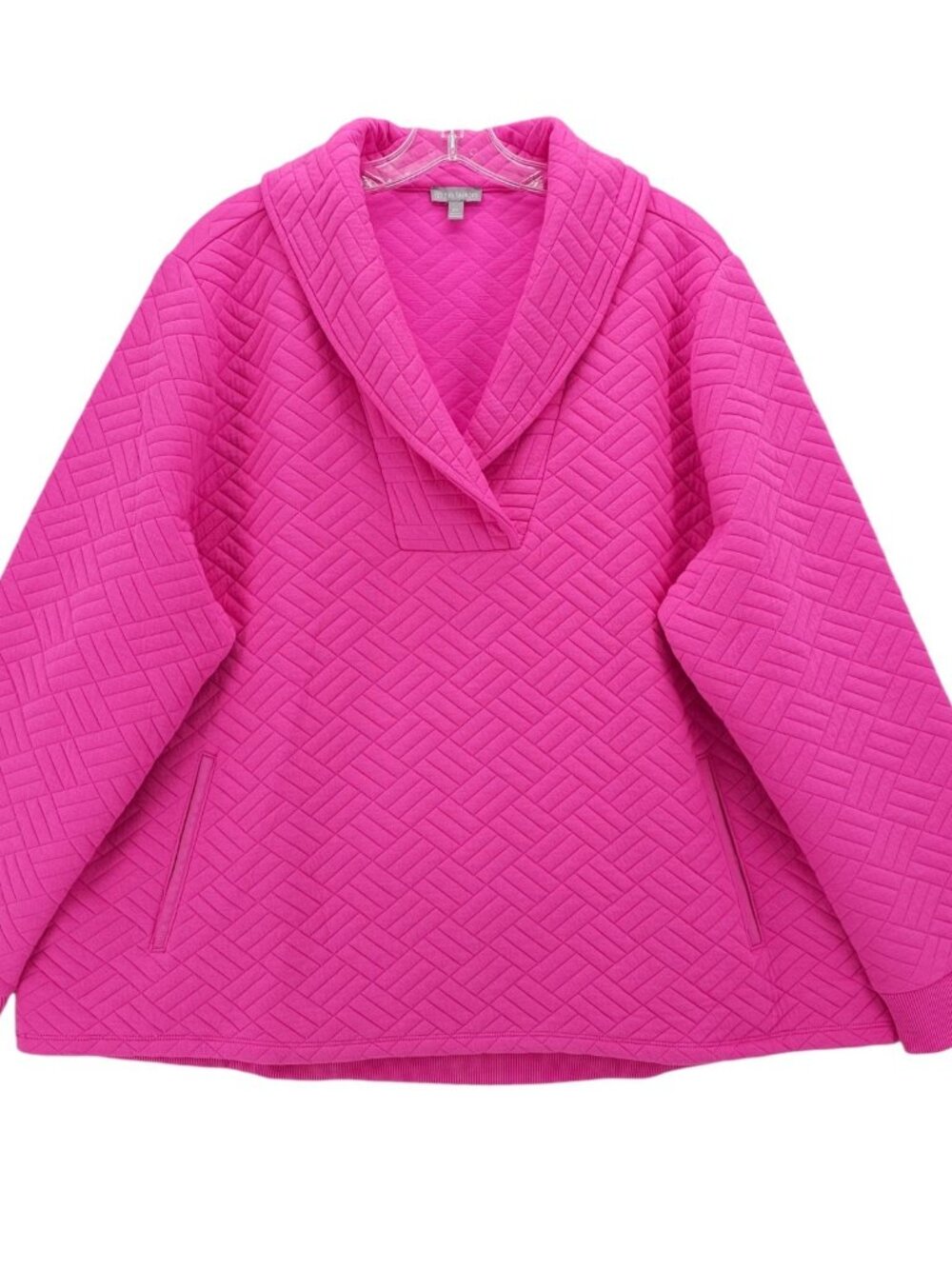 T BY TALBOTS Hot Pink Quilted Shawl Collar Pullover Sweatshirt Size 2X